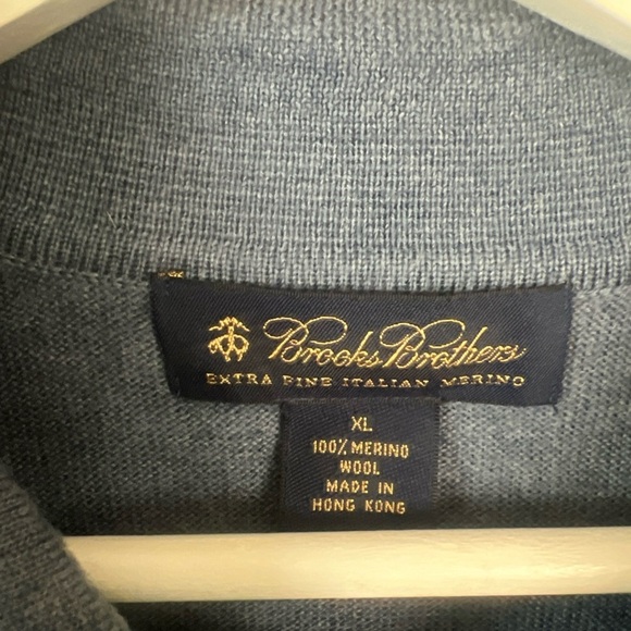 Brooks Brothers Blue Crewneck Sweater merino wool 312 - Picture 2 of 10